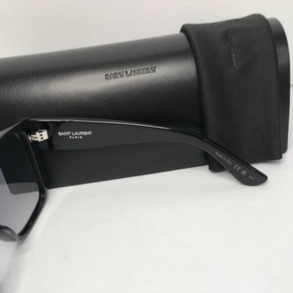 New Authentic SAINT LAURENT Acetate Flat Top Sunglasses SL M9 002 Black - Picture 8 of 9